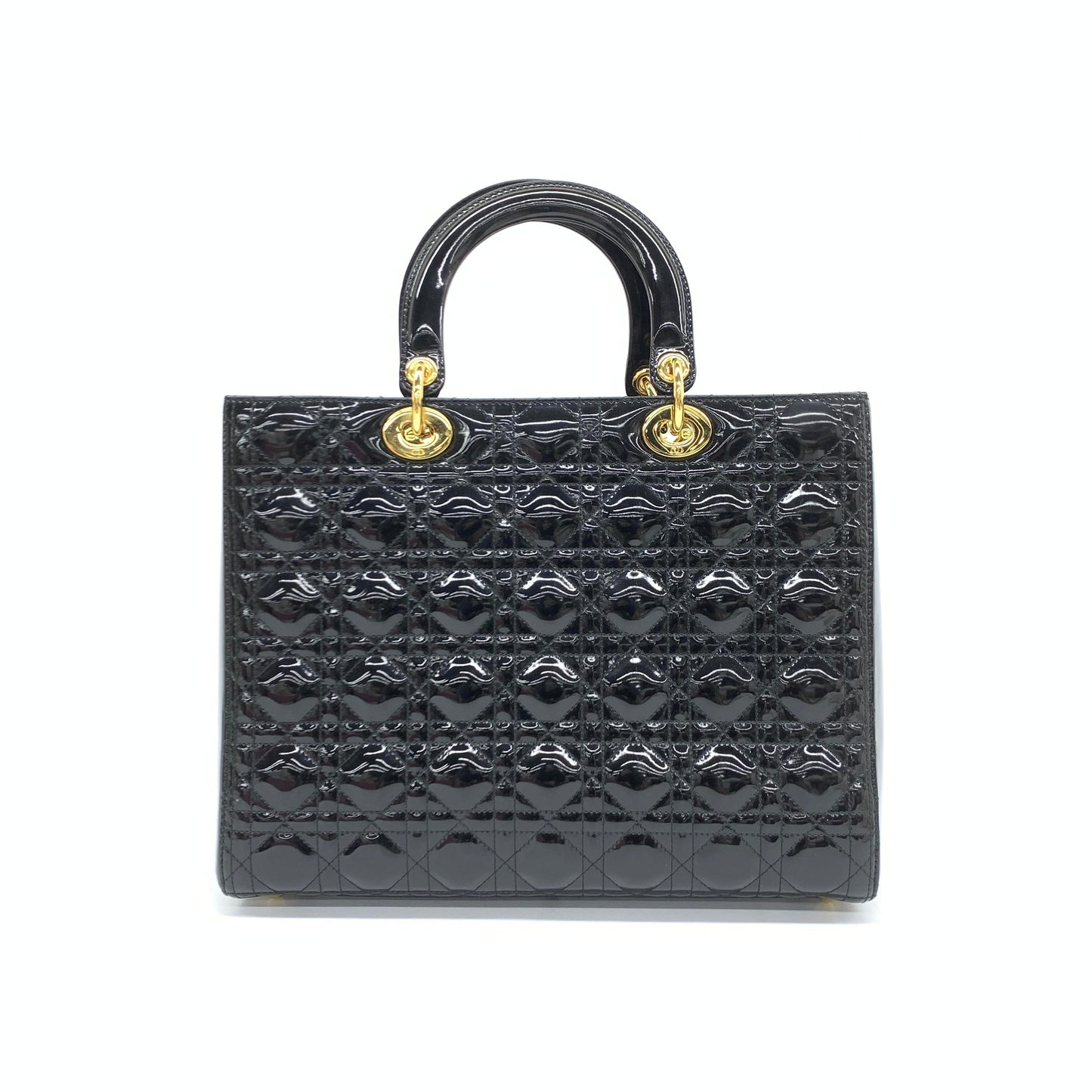 Dior Lady Large Bag Patent Hardware Leather Black Travel Bag