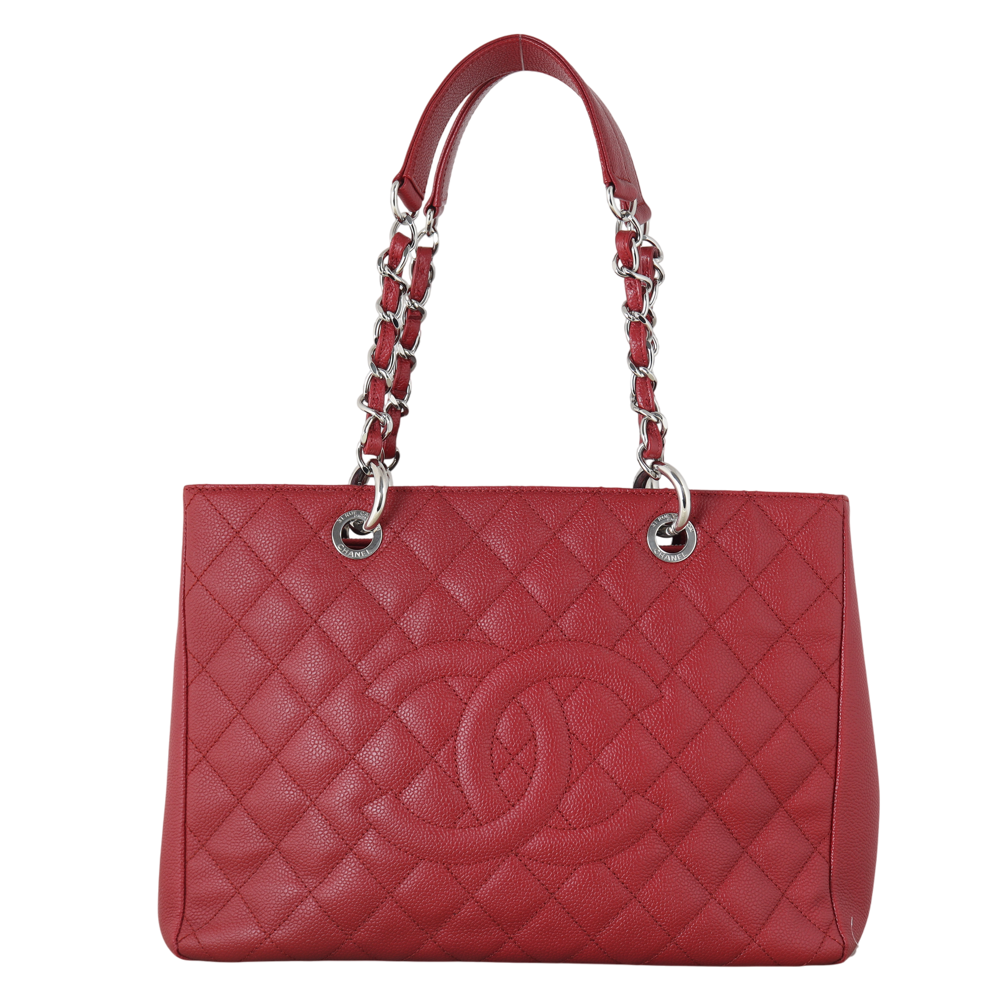 Chanel Grand Shopping Tote Quilted Red Shoulder Bag Tote 10112025