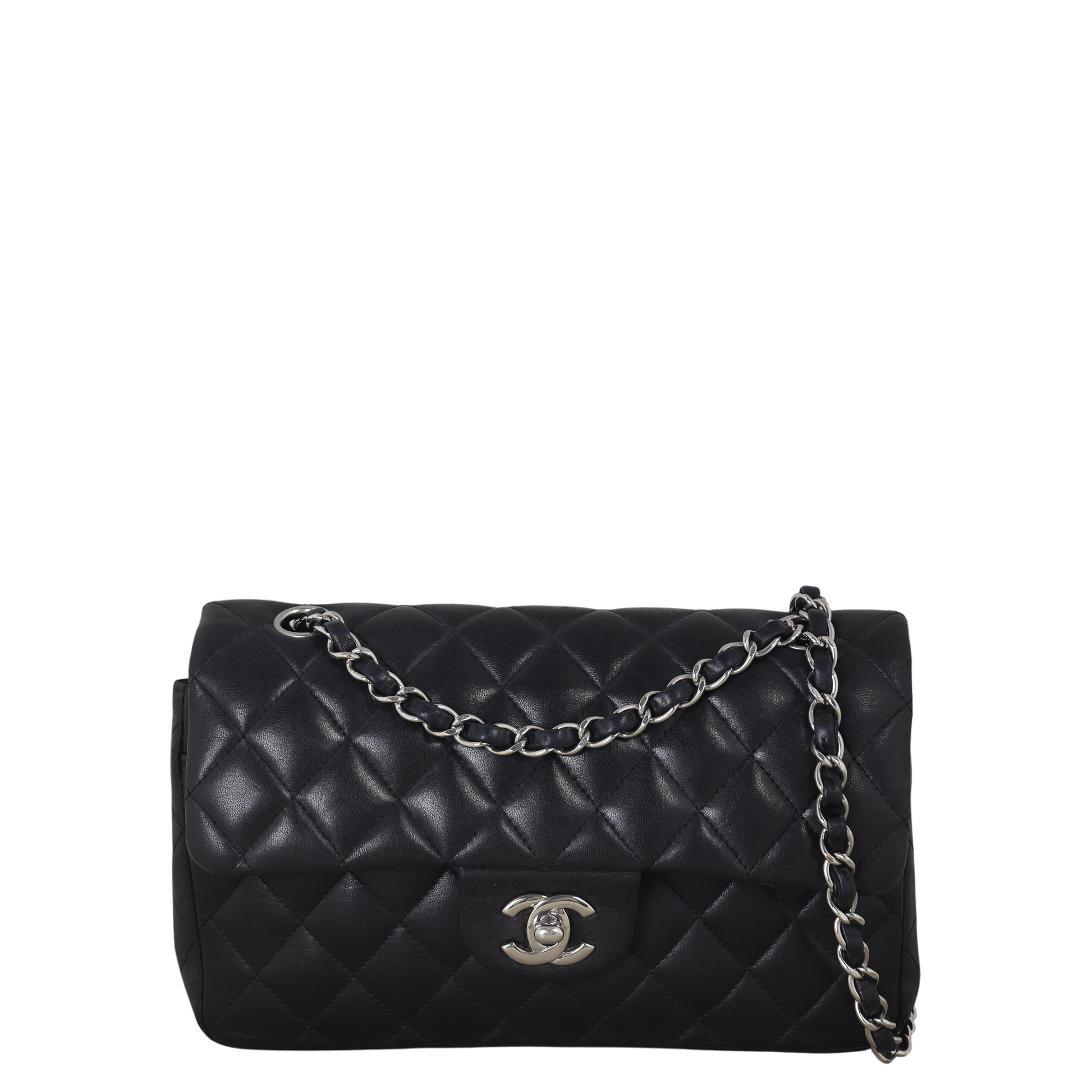 Chanel Classic Double Flap Lambskin Handbag Quilted Black Crossbody Bag Lambskin 14112025