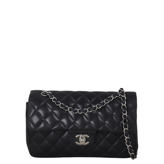 Chanel Classic Double Flap Lambskin Handbag Quilted Black Crossbody Bag Lambskin 14112025