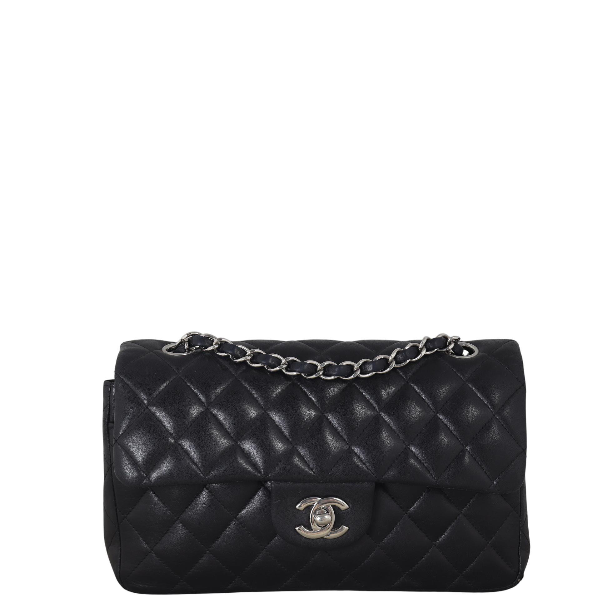 Chanel Classic Double Flap Lambskin Handbag Quilted Black Crossbody Bag Lambskin 14112025