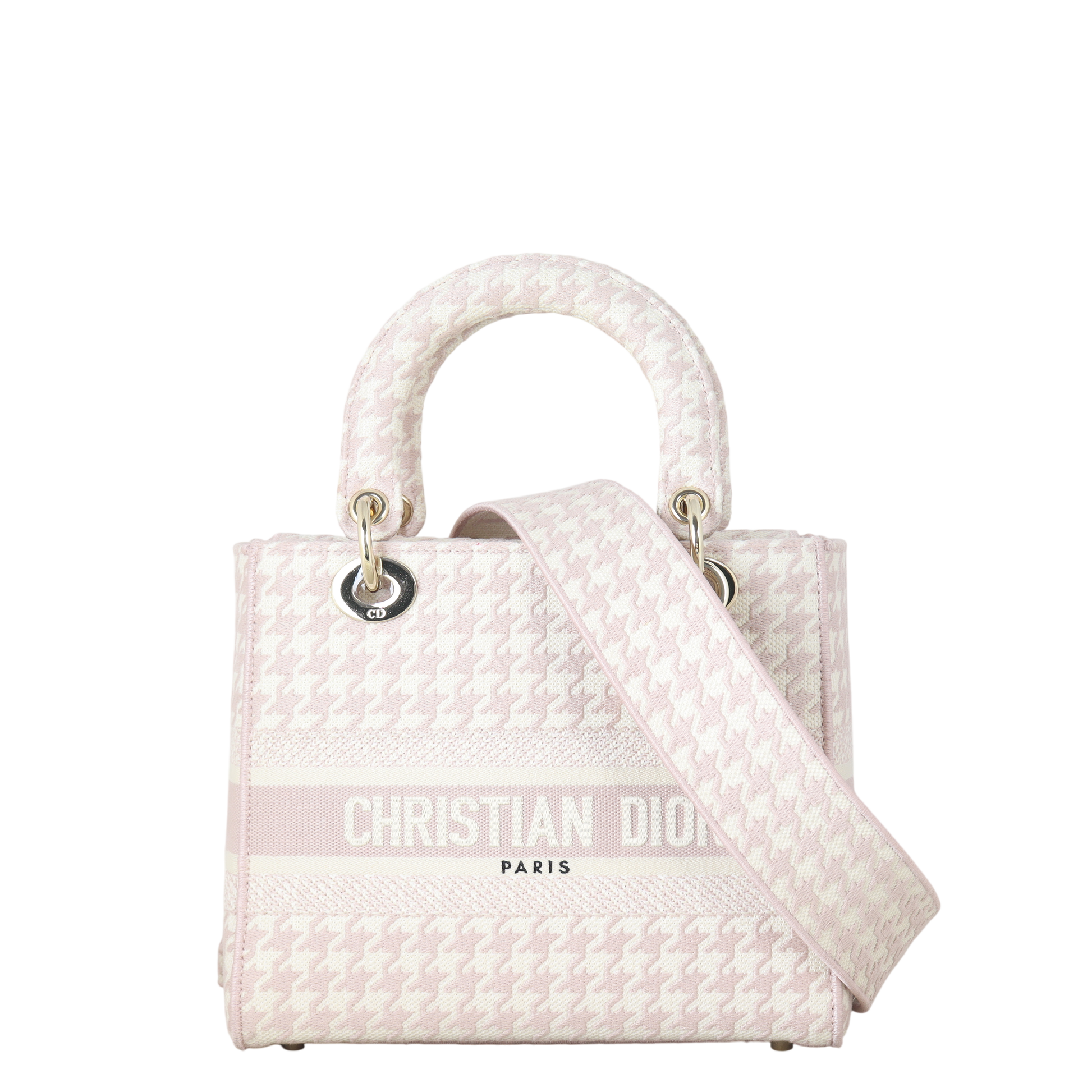 Dior Crossbody Bag Lady D-Lite Houndstooth Canvas Medium Shoulder Bag