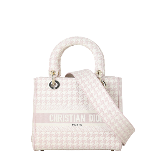 Dior Crossbody Bag Lady D-Lite Houndstooth Canvas Medium Shoulder Bag