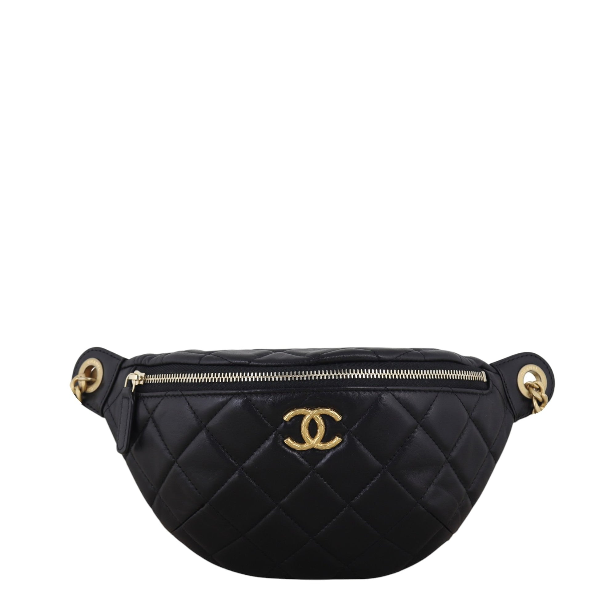 Chanel Pearl Crush Waist Bag Quilted Black Crossbody Bag