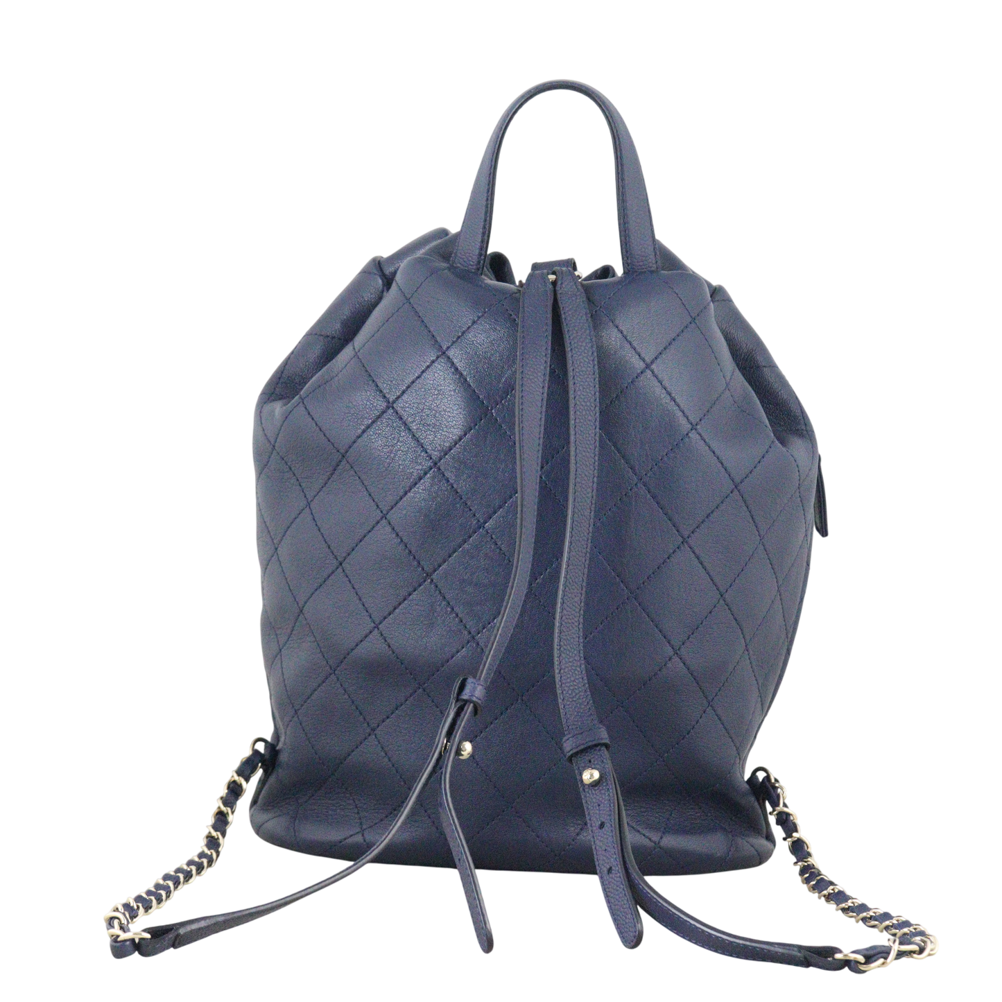 Chanel Daily Round Backpack Quilted Blue