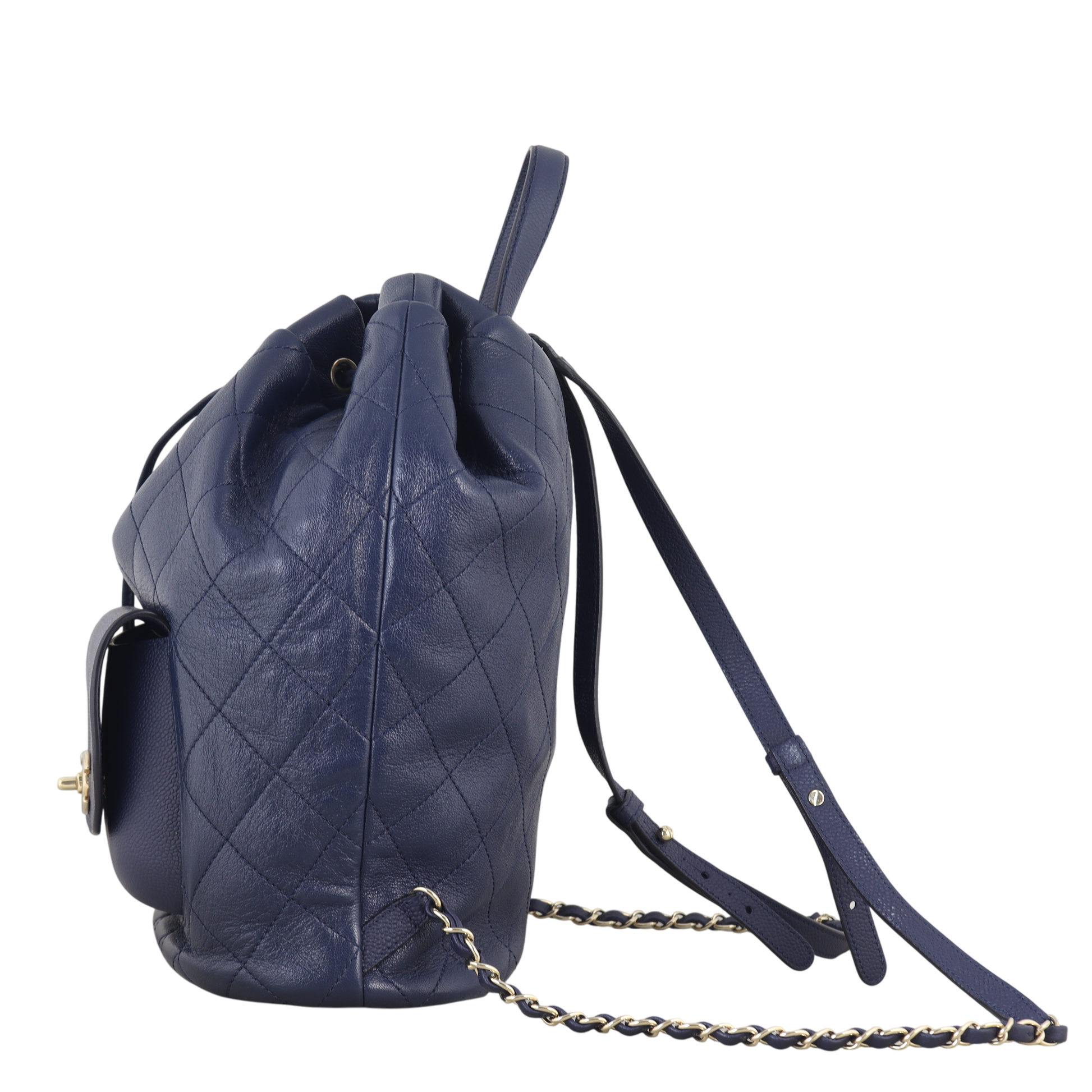 Chanel Daily Round Backpack Quilted Blue