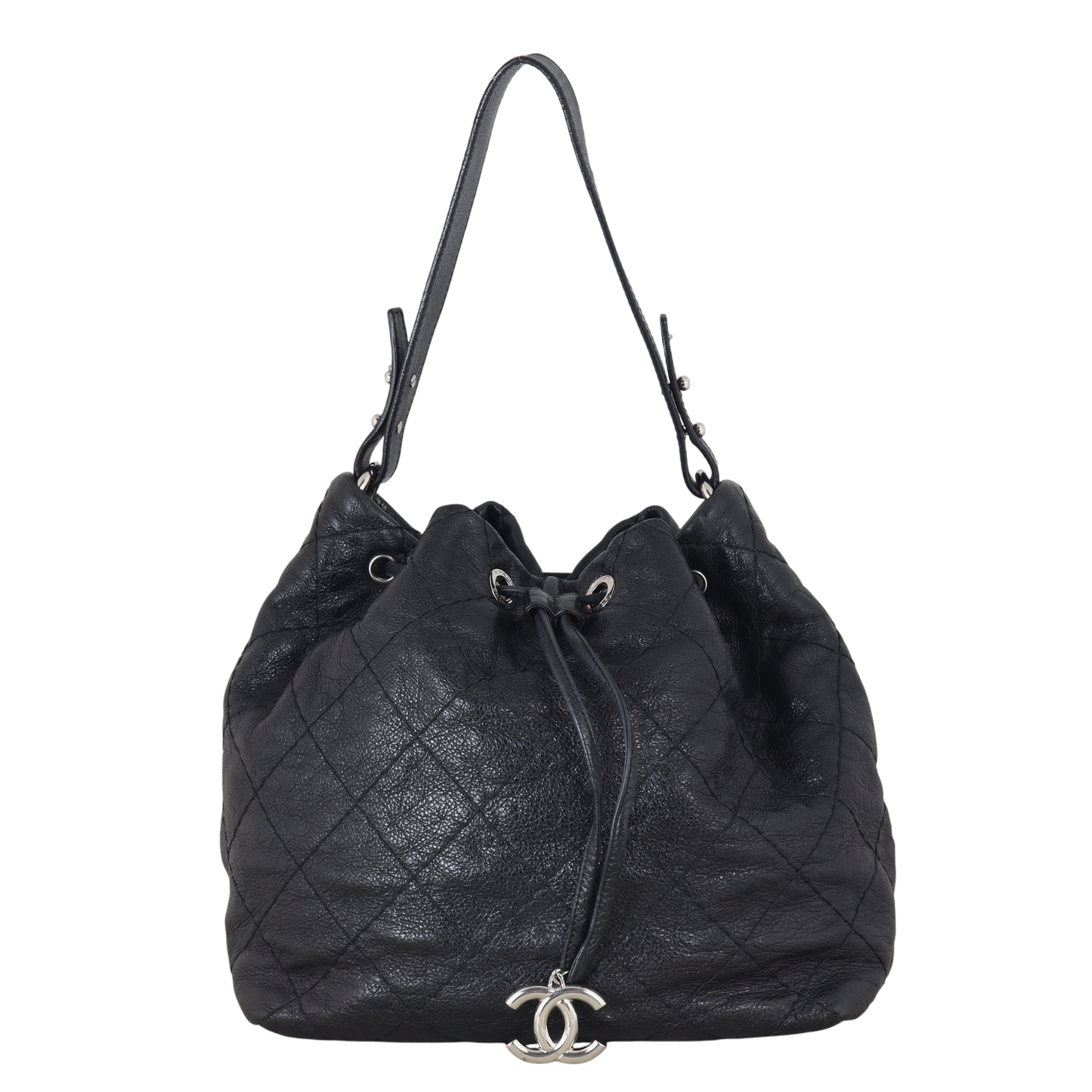 Chanel On The Road Bag Quilted Bucket Shoulder Bag