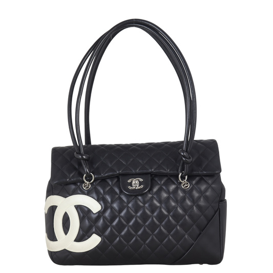 Chanel Ligne Cambon Flap Tote Quilted Black Shoulder Bag