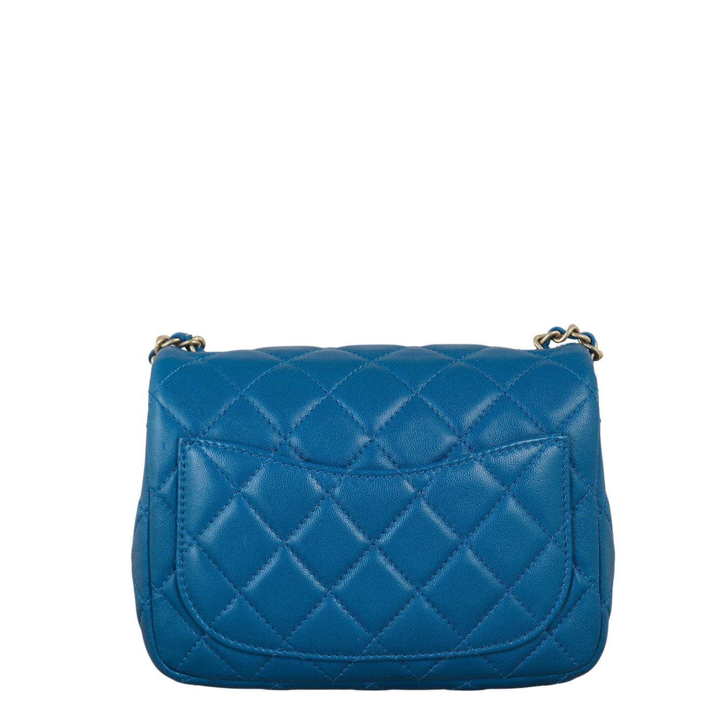 Chanel Pearl Crush Square Flap Bag Quilted Blue Crossbody Bag