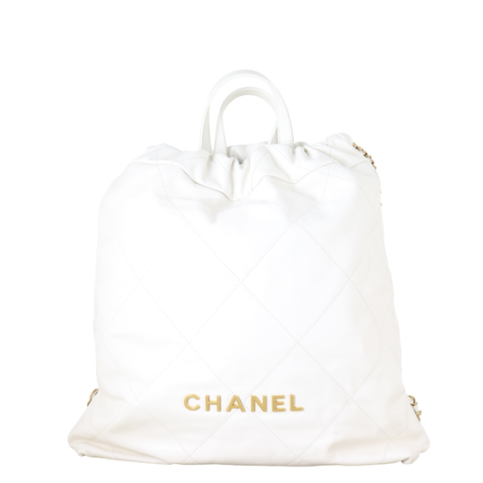 Chanel 22 Backpack Quilted White