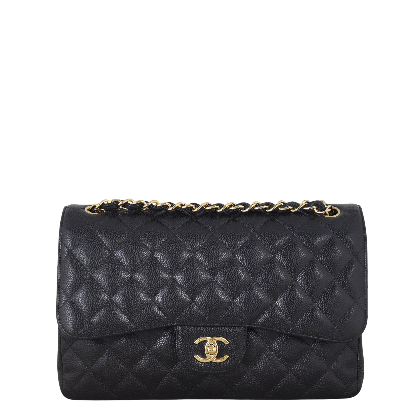 Chanel Classic Double Jumbo Caviar Handbag Quilted Black Crossbody Bag Caviar 04122025