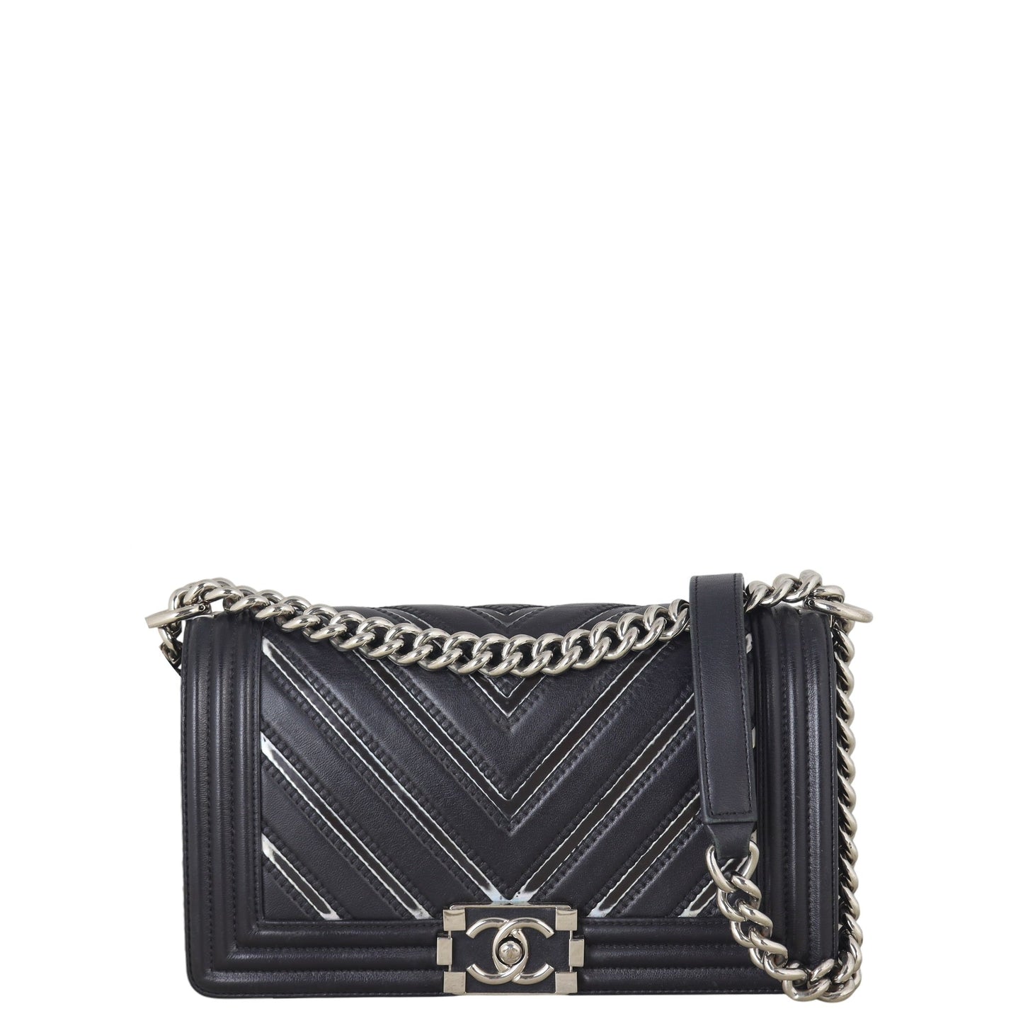 Chanel Boy Old Chevron Holographic Handbag Medium Crossbody Bag