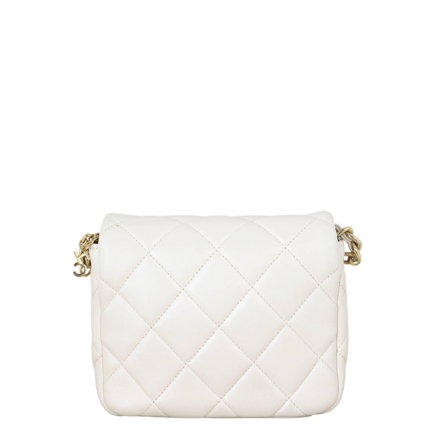Chanel Letter Charms Chain Flap Handbag Quilted White Crossbody Bag