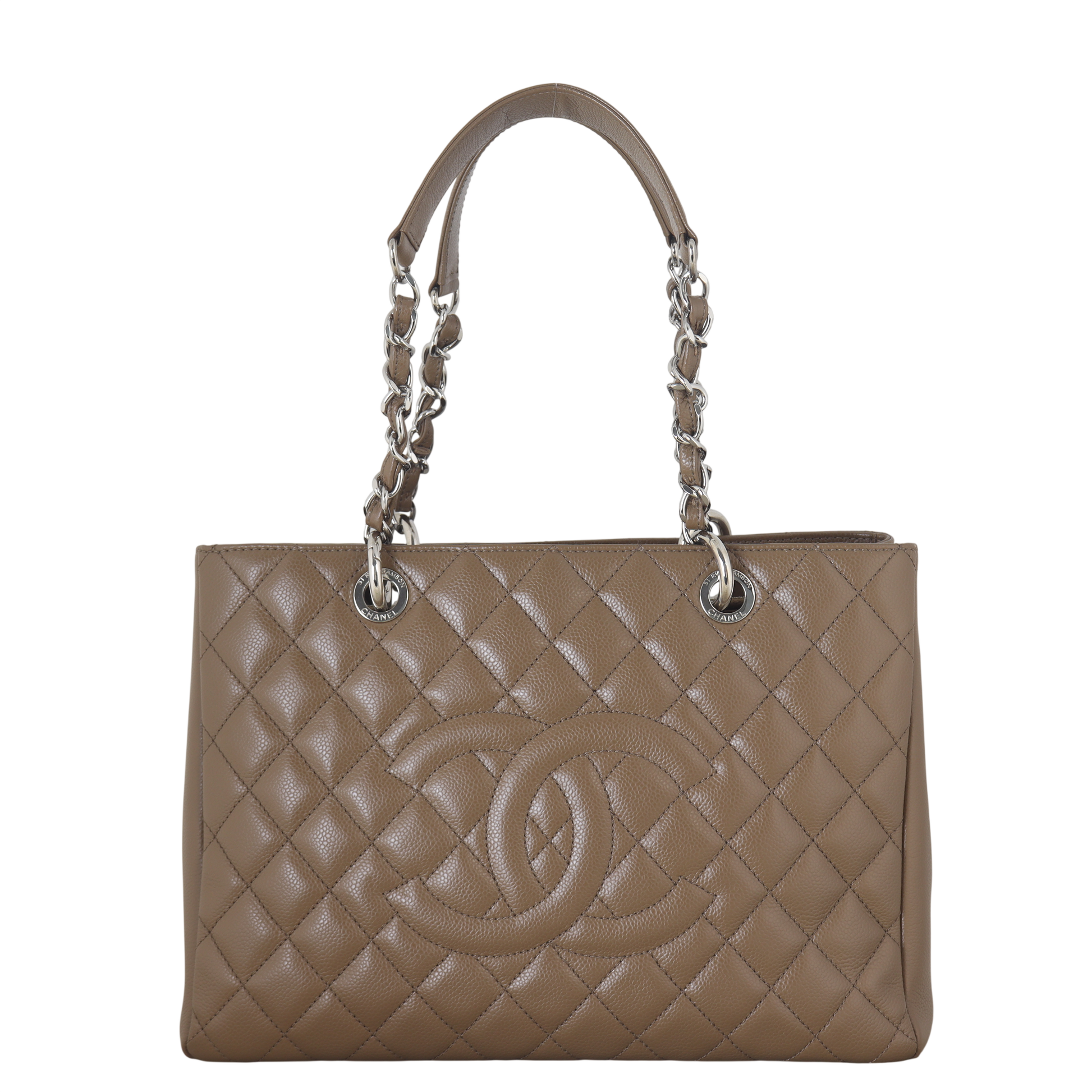 Chanel Grand Shopping Tote Quilted Brown Shoulder Bag