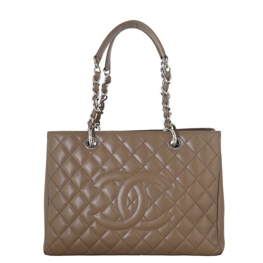 Chanel Grand Shopping Tote Quilted Brown Shoulder Bag