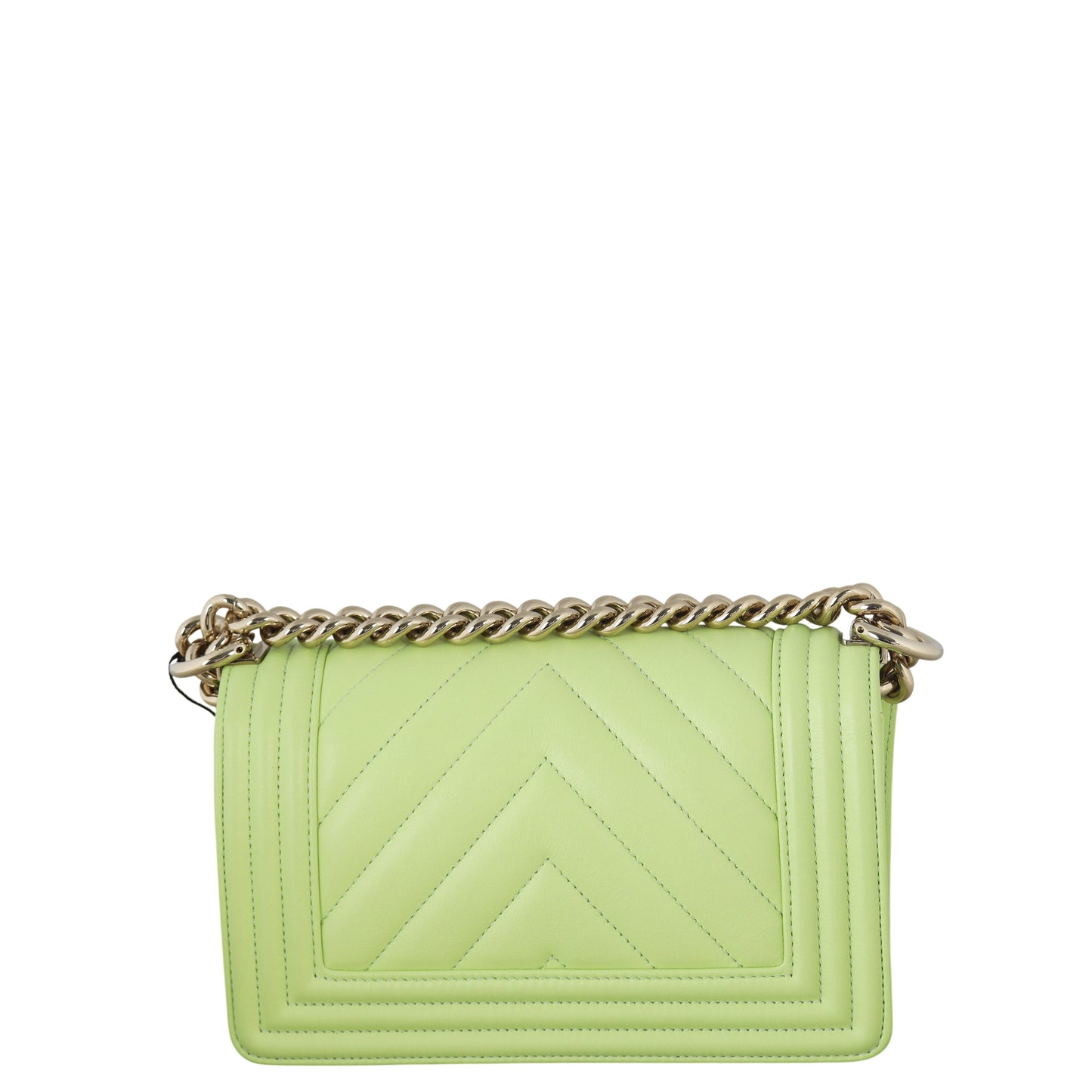 Chanel Boy Small Chevron Handbag Quilted Green Crossbody Bag