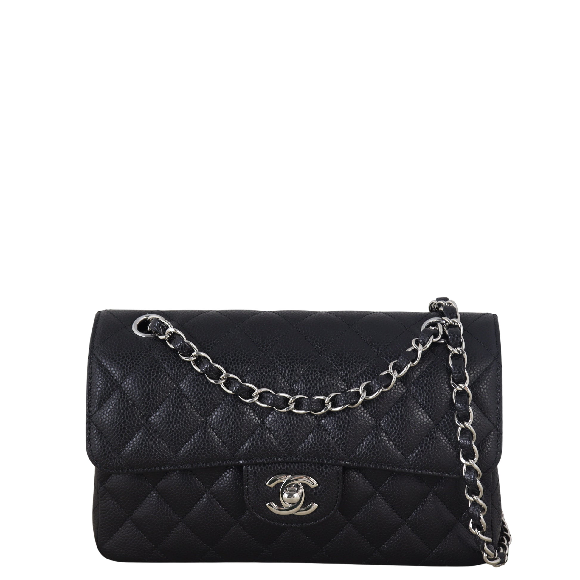Chanel Classic Double Flap Caviar Handbag Quilted Black Crossbody Bag Caviar 29122025