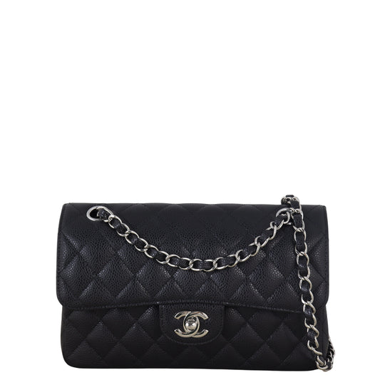 Chanel Classic Double Flap Caviar Handbag Quilted Black Crossbody Bag Caviar 29122025