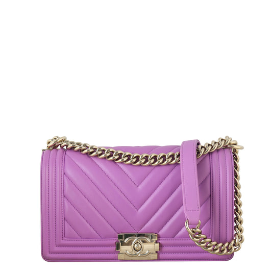 Chanel Boy Old Chevron Handbag Quilted Medium Crossbody Bag