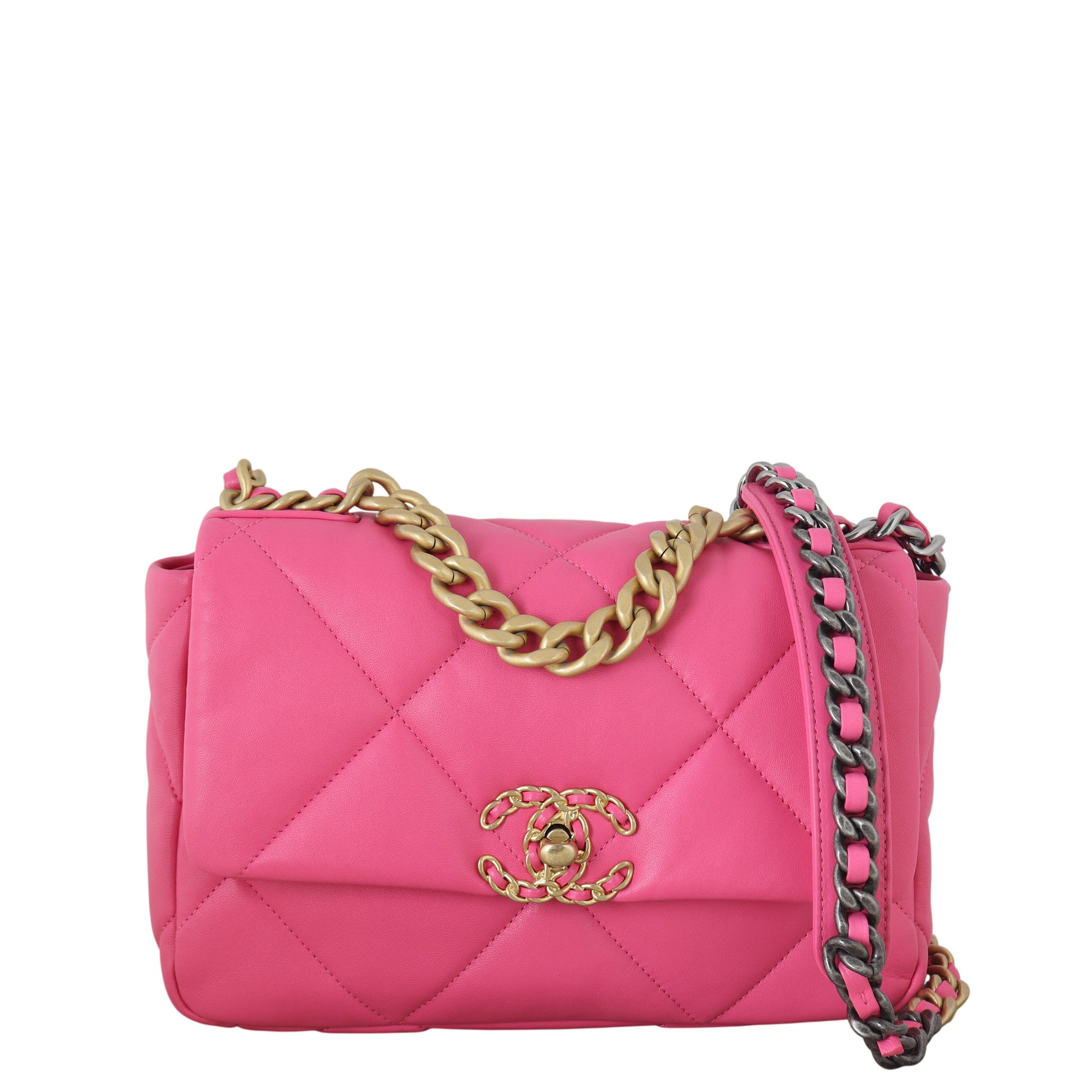 Chanel 19 Flap Bag Quilted Pink Crossbody Bag