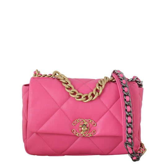 Chanel 19 Flap Bag Quilted Pink Crossbody Bag