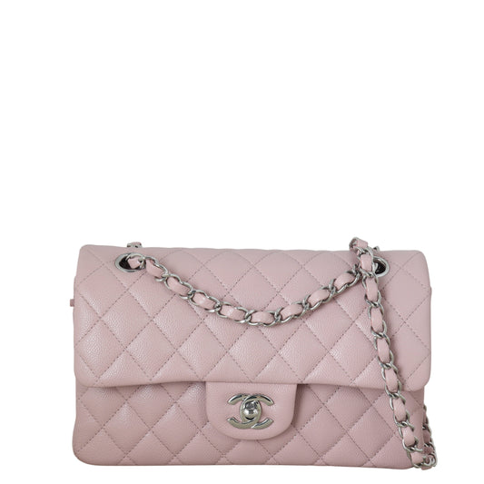 Chanel Classic Double Flap Caviar Handbag Quilted Pink Crossbody Bag Caviar 31122025