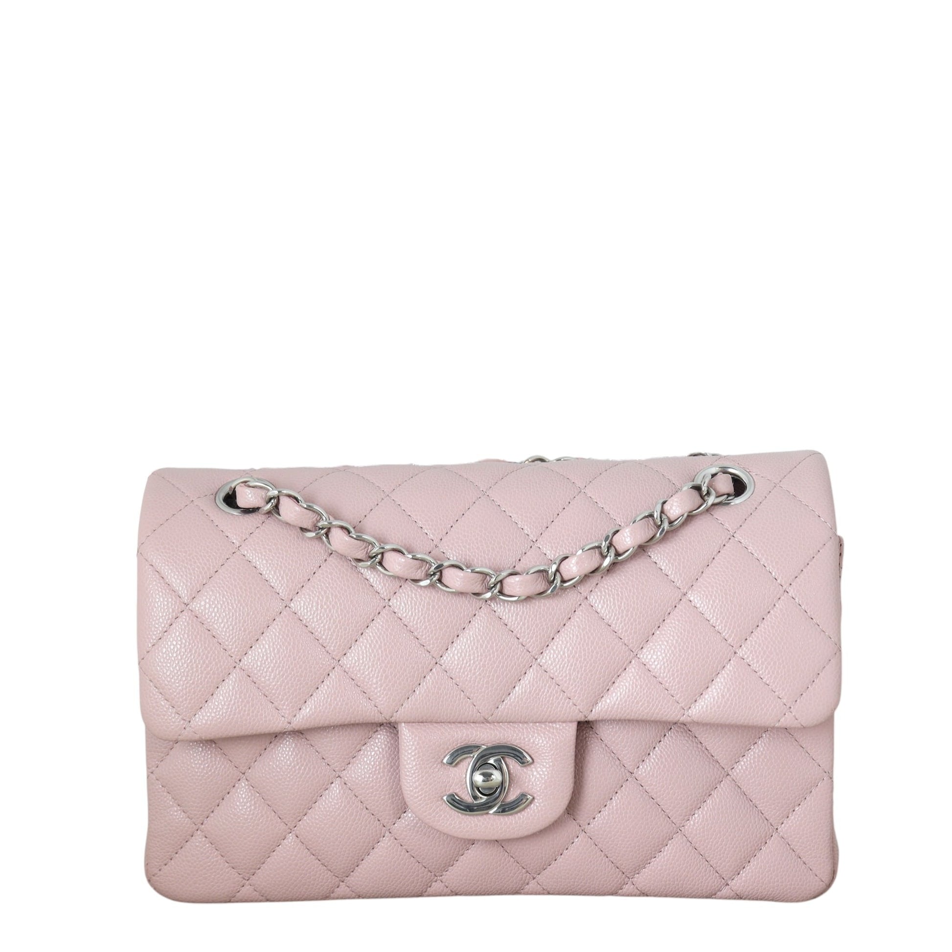 Chanel Classic Double Flap Caviar Handbag Quilted Pink Crossbody Bag Caviar 31122025