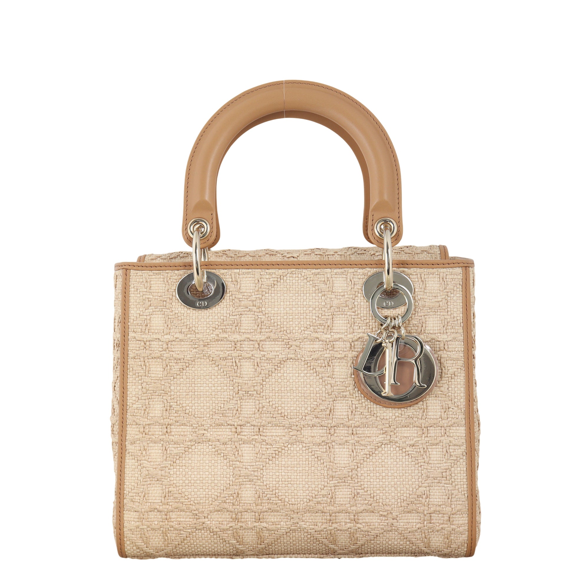 Dior Lady D Lite Handbag Raffia Medium Travel Bag
