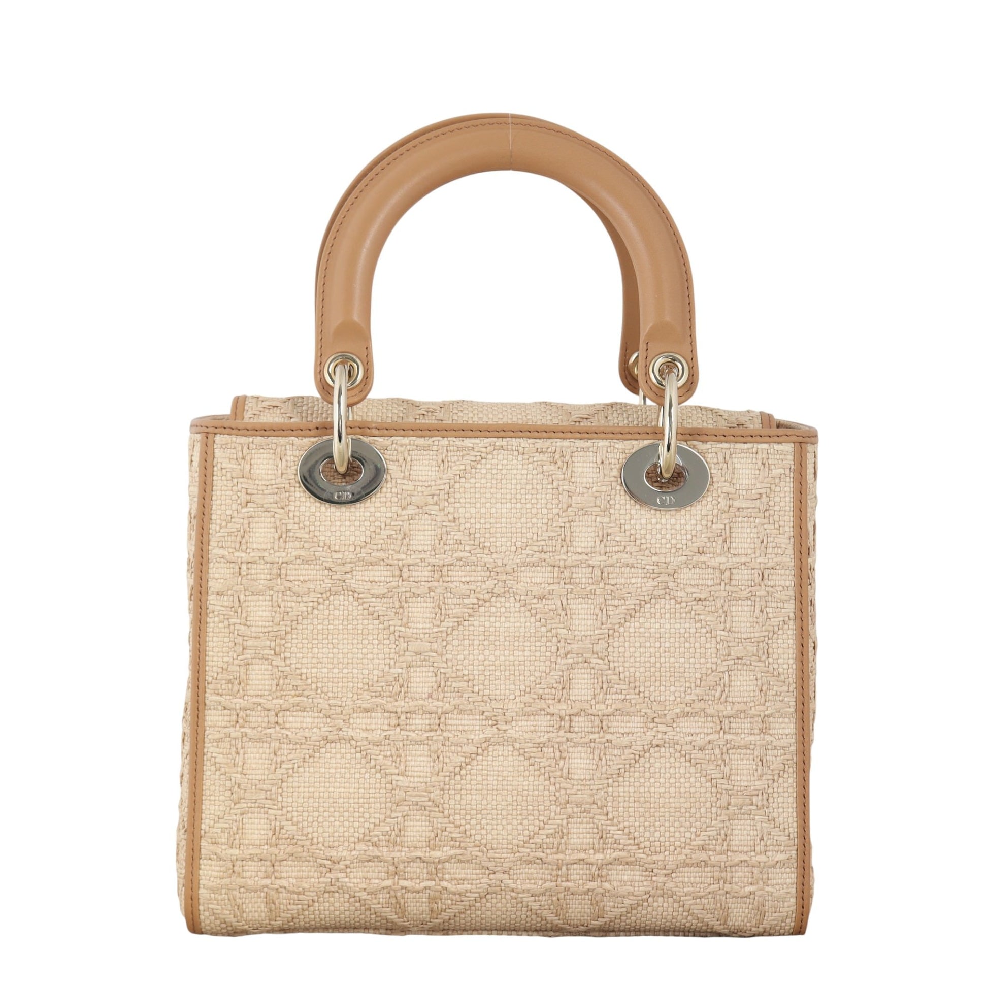 Dior Lady D Lite Handbag Raffia Medium Travel Bag