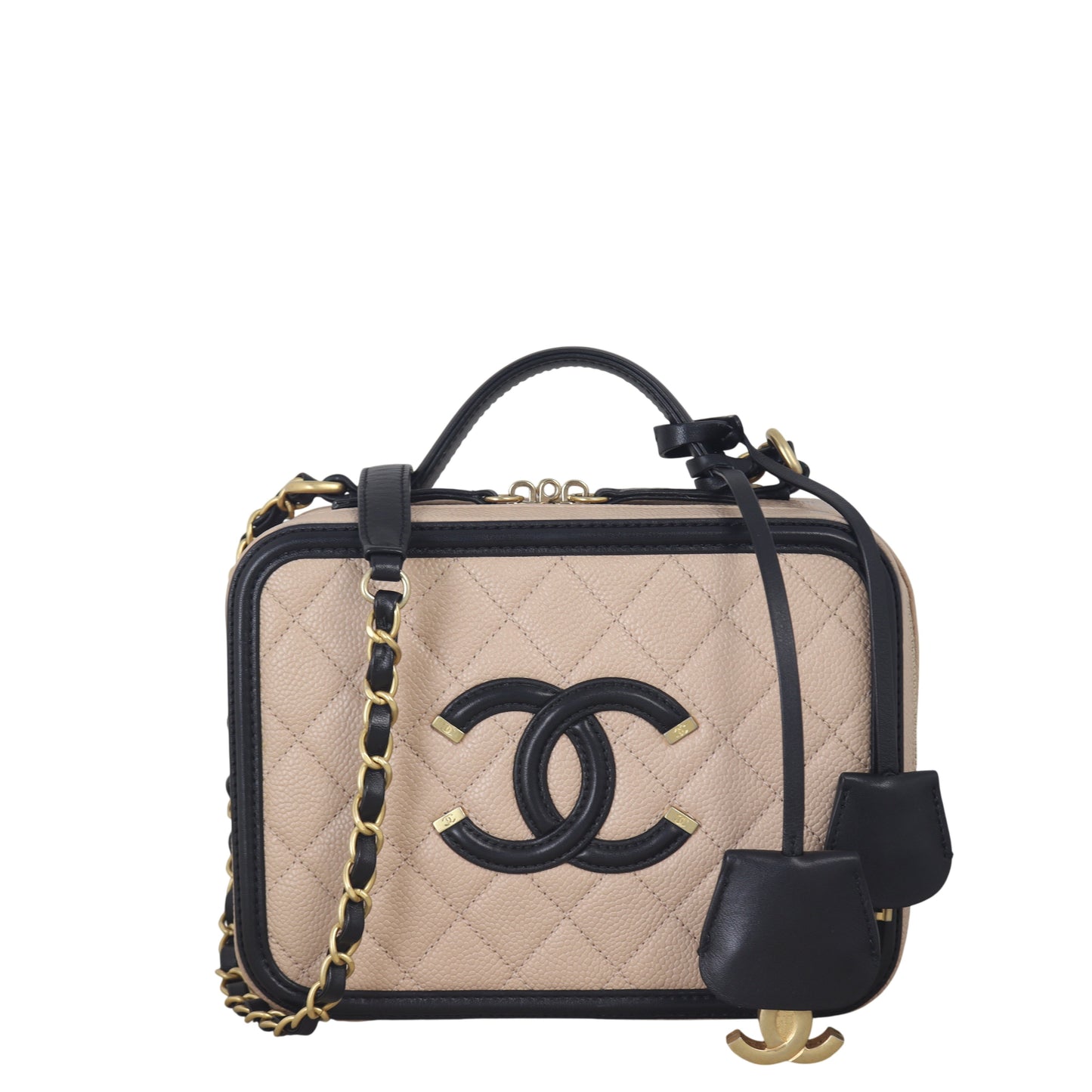 Chanel CC Filigree Vanity Case Handbag Quilted Pink Crossbody Bag