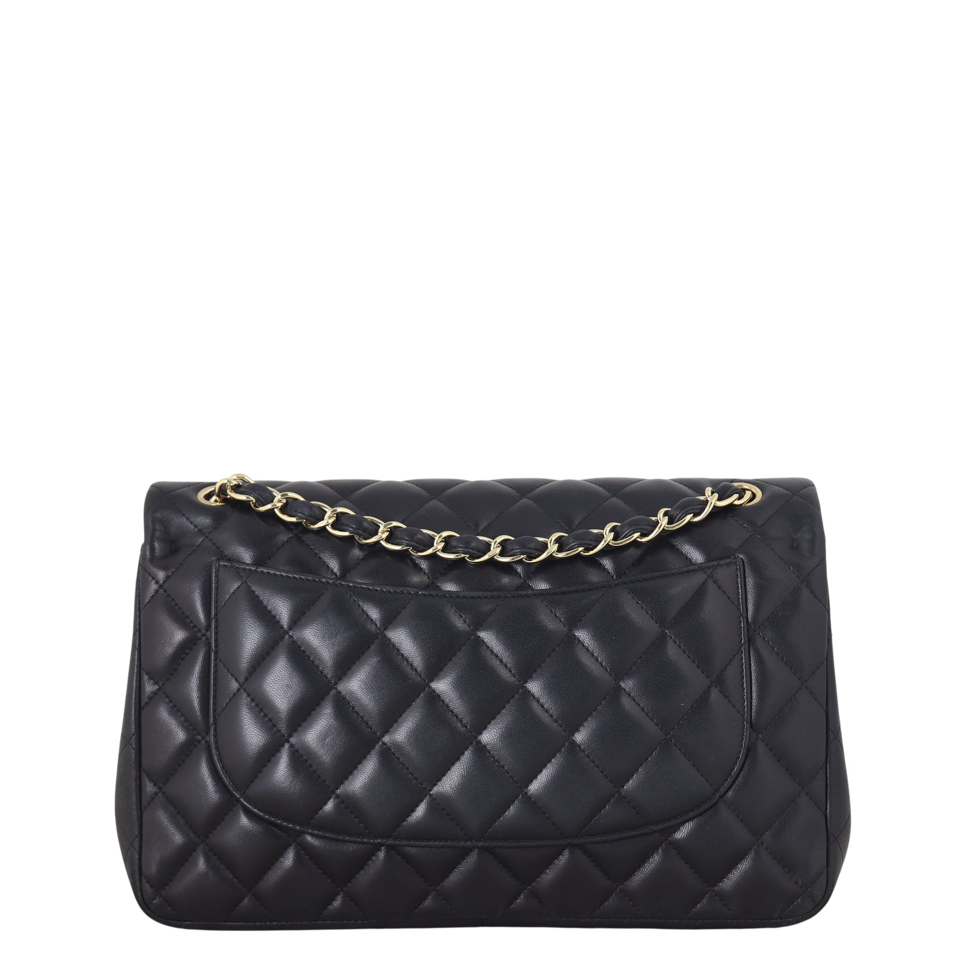 Chanel Classic Double Jumbo Lambskin Handbag Quilted Black Shoulder Bag Lambskin 09012026