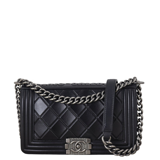 Chanel Boy Old Paris-Salzburg Handbag Quilted Black Crossbody Bag