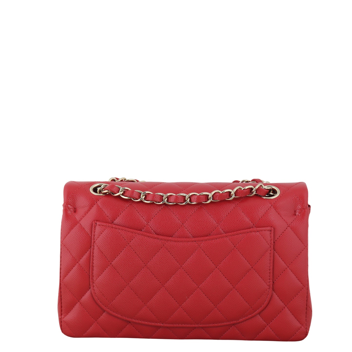 Chanel Classic Double Flap Caviar Handbag Quilted Red Crossbody Bag