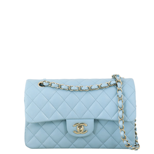 Chanel Classic Double Flap Caviar Handbag Quilted Blue Crossbody Bag Blue 13012026