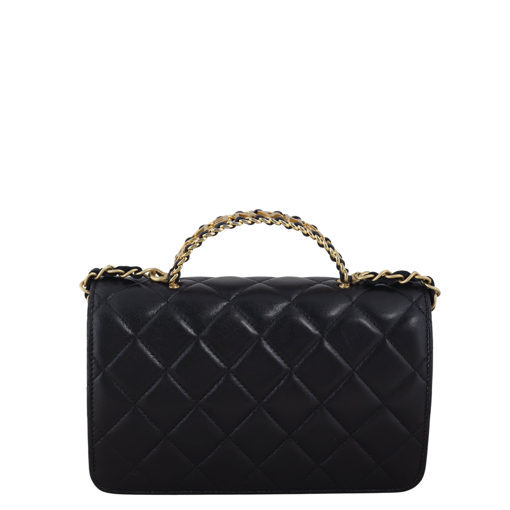 Chanel Logo Top Handle Wallet on Quilted Black Crossbody Bag