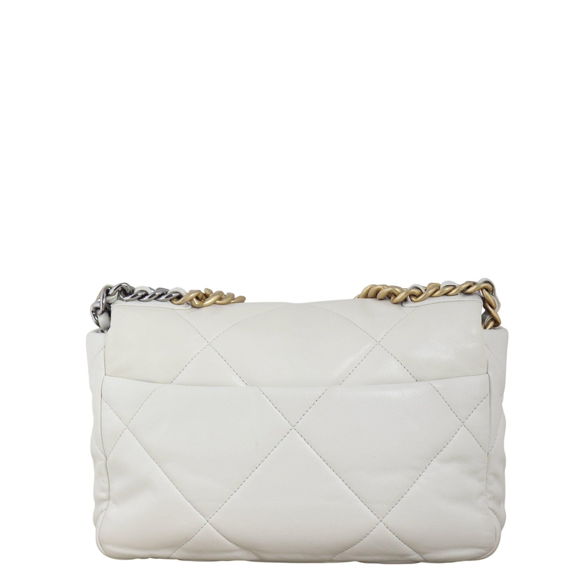 Chanel 19 Flap Bag Quilted White Shoulder Bag Medium 14012026