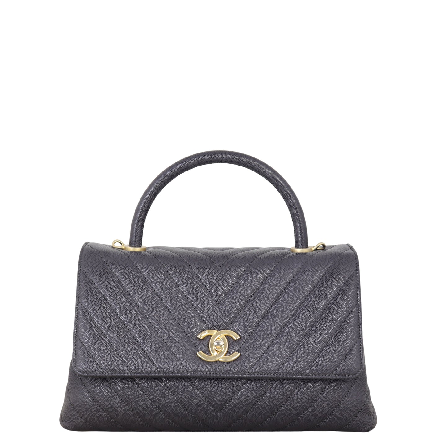 Chanel Coco Top Handle Bag Chevron Quilted Medium Crossbody Bag