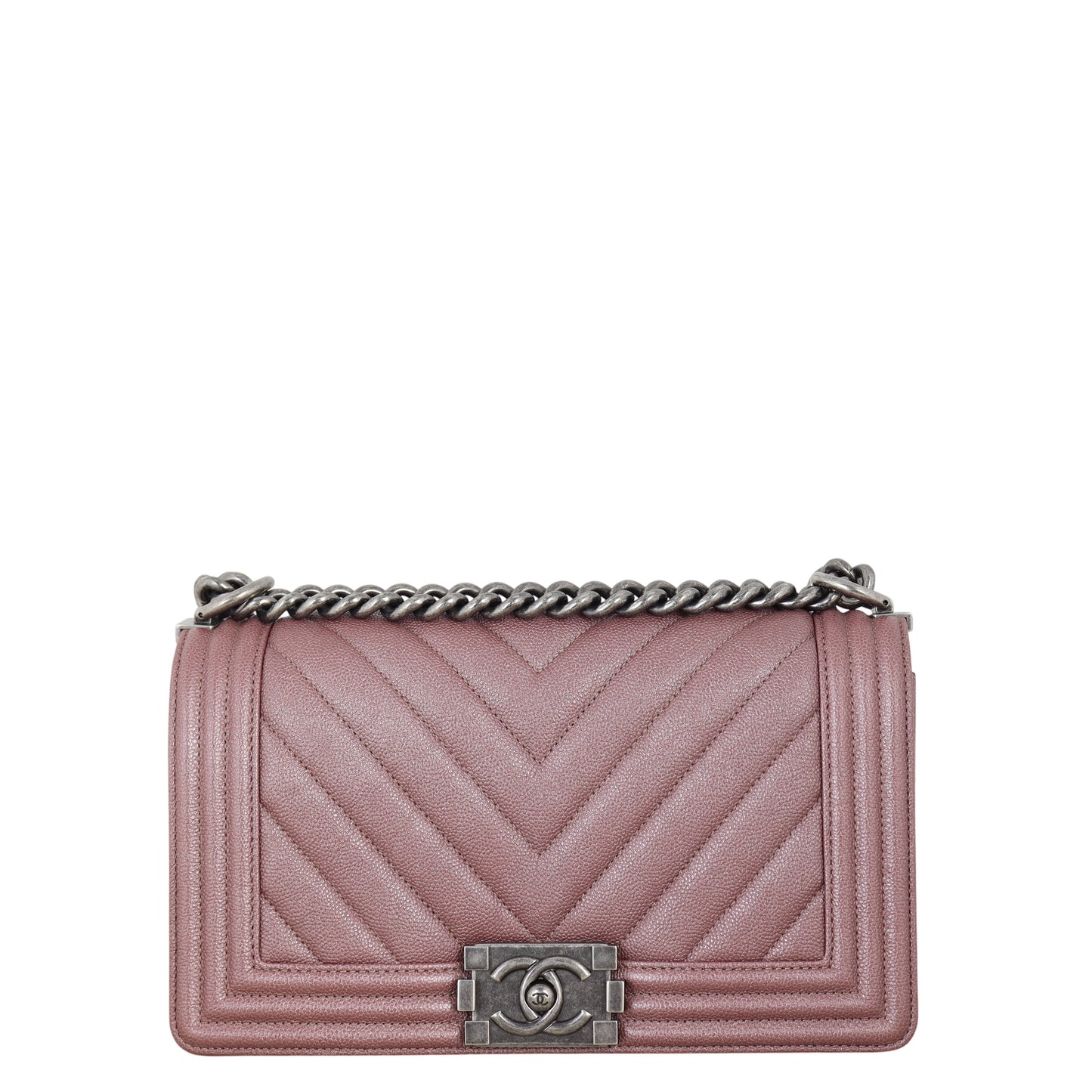 Chanel Boy Old Chevron Handbag Quilted Pink Crossbody Bag