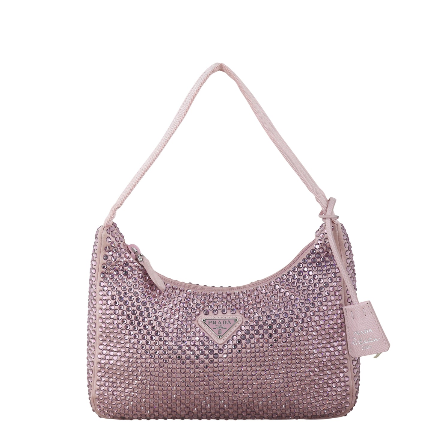 Prada Shoulder Bag Re-Edition Crystal Bag 2 Satin Nylon Pink