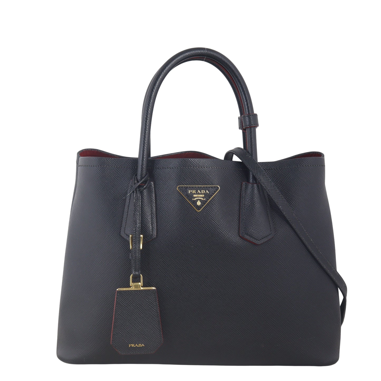 Prada Tote Bag Cuir Double Bag 4 Saffiano Black Medium Shoulder Bag