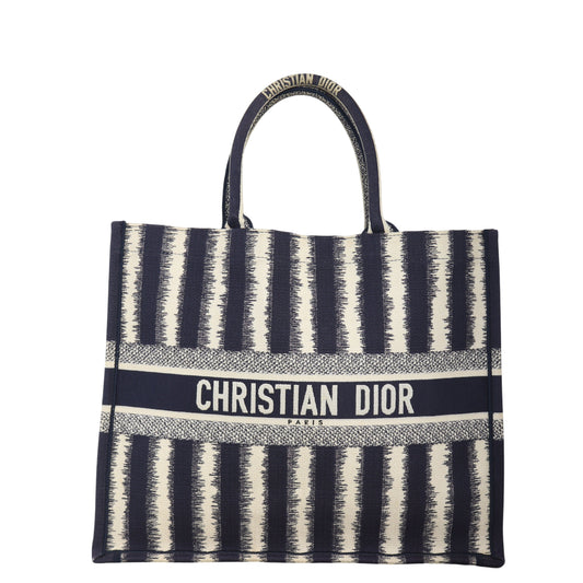 Dior Tote Bag Book Tote Striped Canvas Large