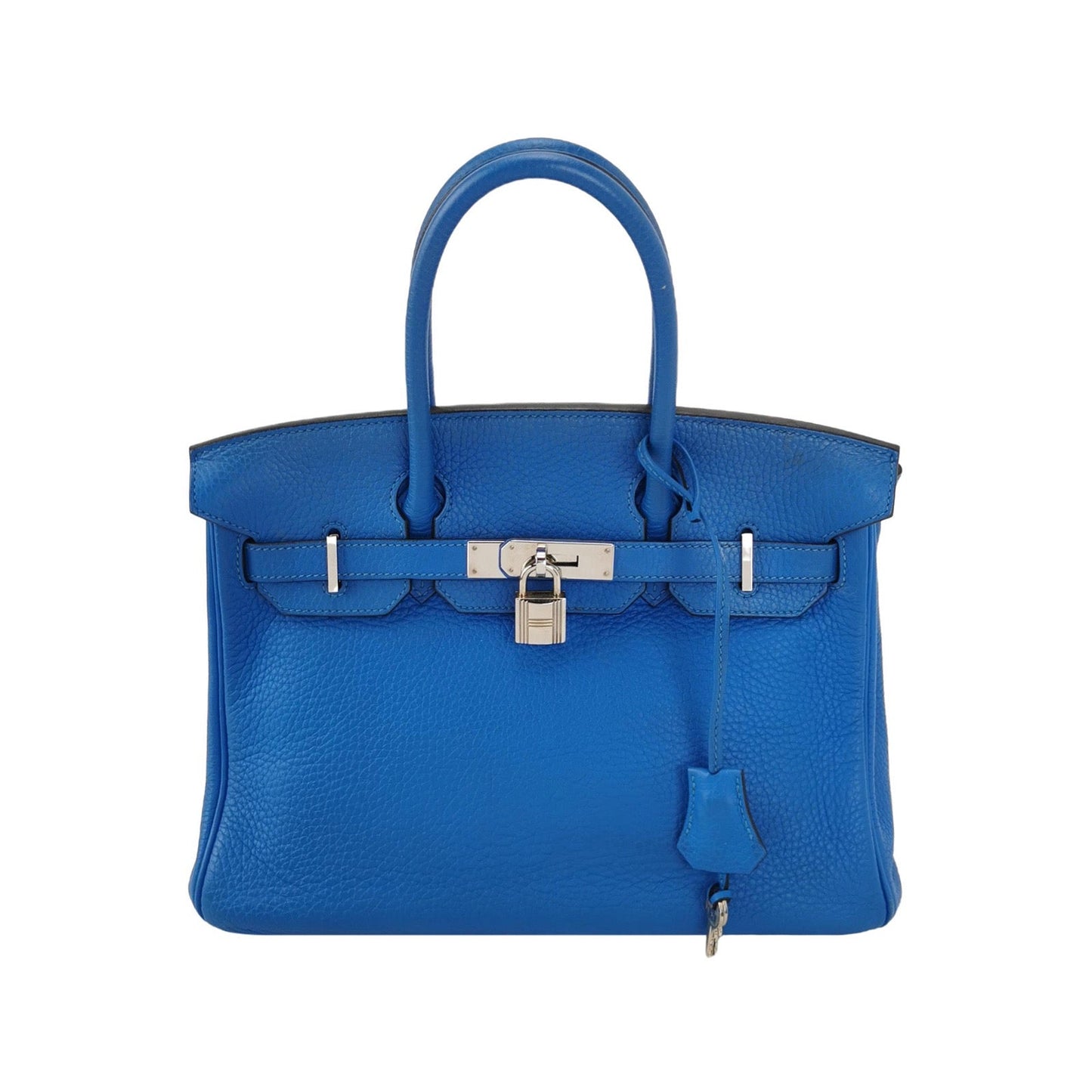Hermes Birkin Bleu Hydra T Togo Calfskin Tone Leather Silver Travel Bag