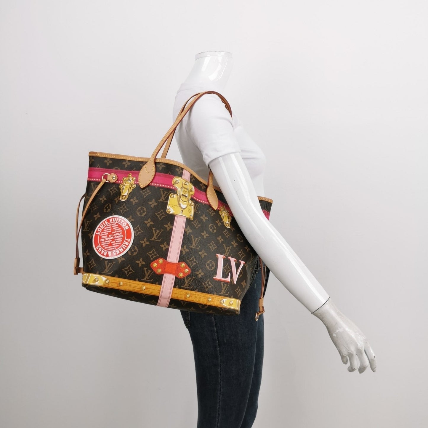 Louis Vuitton Trunks Neverfull MM Monogram Damier Black Tote Bag