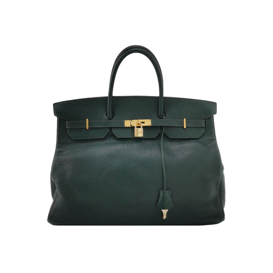Hermes Birkin Barenia Faubourg Q Vert Amclais Dark Green Gold Travel Bag