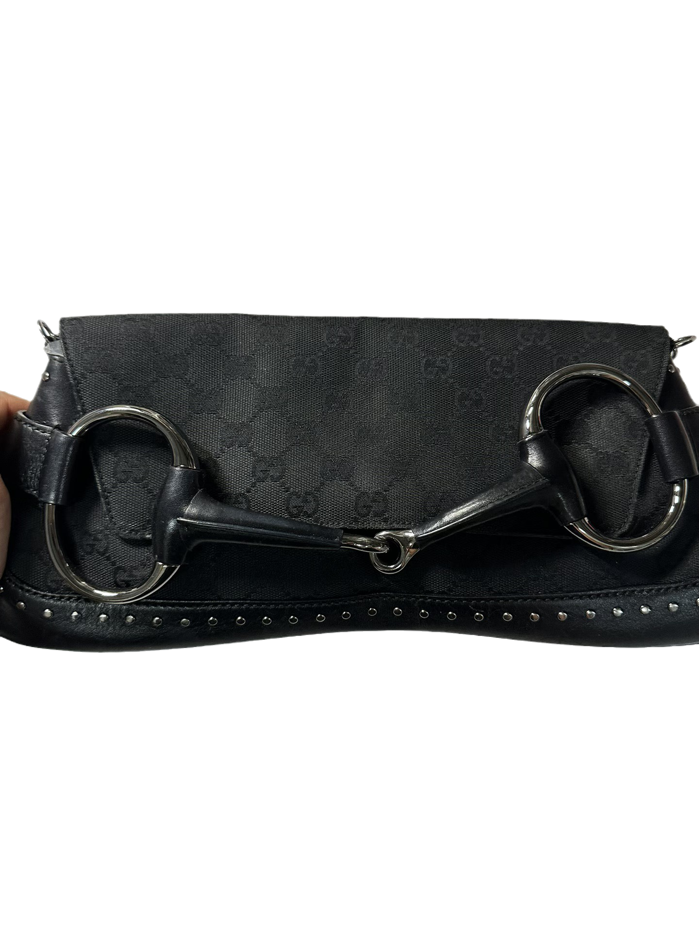 Gucci Horsebit Cloth Monogram Black Shoulder Bag Shoulder Bag