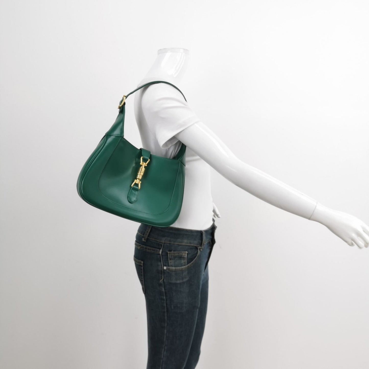 Gucci Jackie Adjustable Strap Leather Green Small Handbag Strap 4