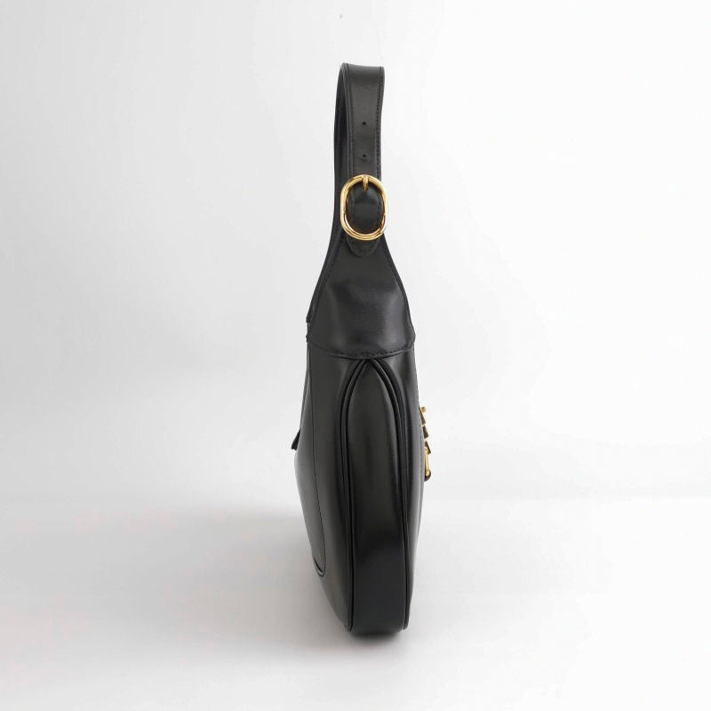 Gucci Jackie Piston Lock without Strap Leather Black Small Travel Bag