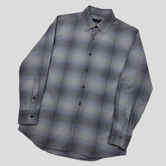 Prada Handbag Milano Shadow Check Print Shirt - M