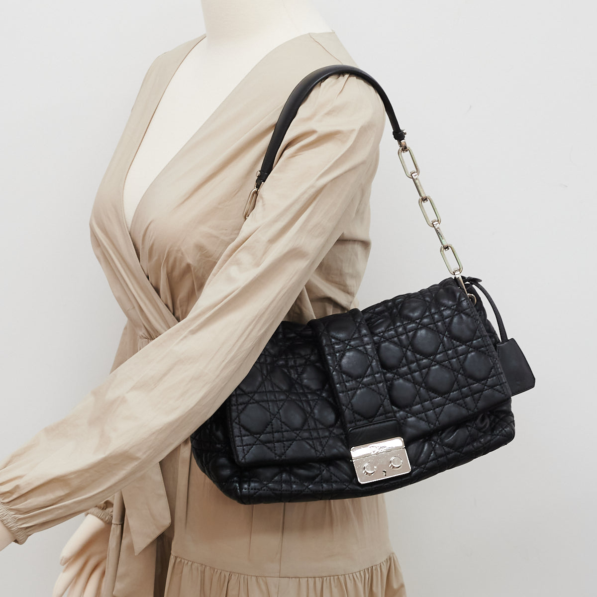 Dior Cannage Lock Bag Black Travel Bag