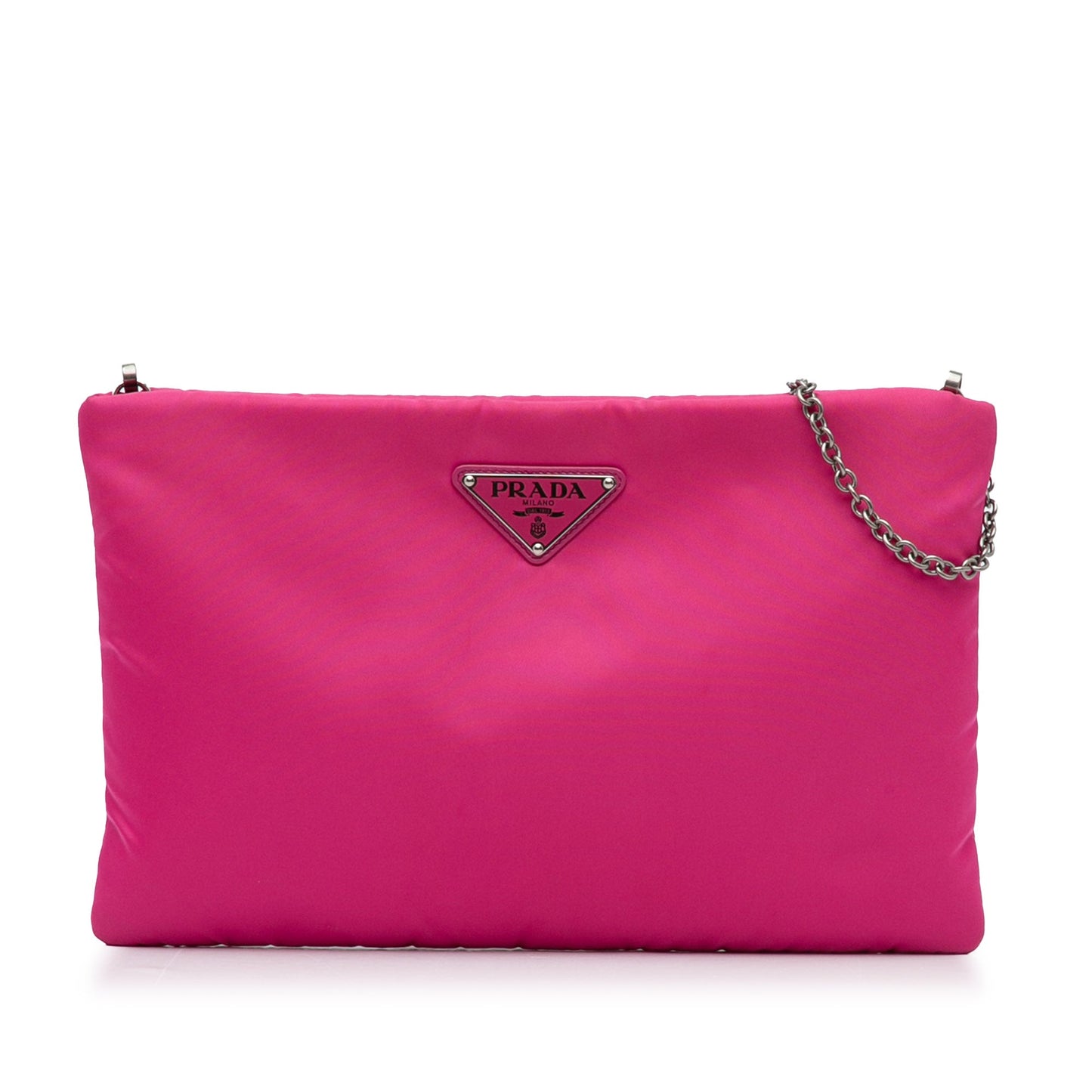 Prada Fluo Clutch On Tessuto Pink Chain Clutch Bag